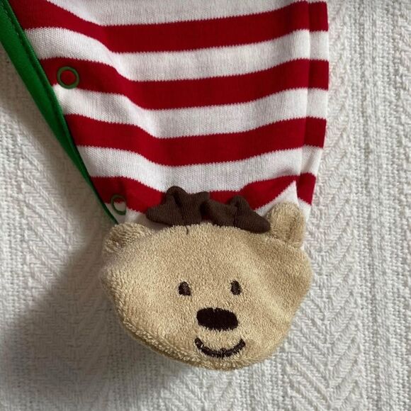 Little Me Red and White Striped Reindeer One Piece - Picture 4 of 6